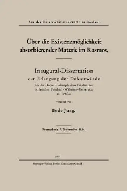 Cover of Über Die Existenzmöglichkeit Absorbierender Materie Im Kosmos