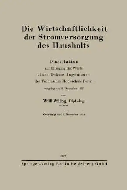 Cover of Die Wirtschaftlichkeit Der Stromversorgung Des Haushalts
