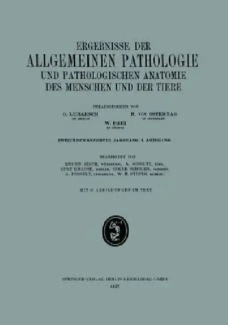 Cover of Ergebnisse Der Allgemeinen Pathologie Und Pathologischen Anatomie Des Menschen Und Der Tiere