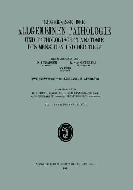 Cover of Ergebnisse Der Allgemeinen Pathologie Und Pathologischen Anatomie Des Menschen Und Der Tiere