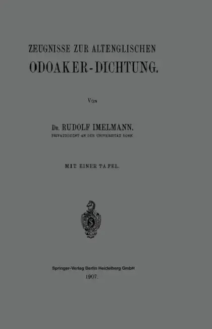 Cover of Zeugnisse Zur Altenglischen Odoaker-Dichtung