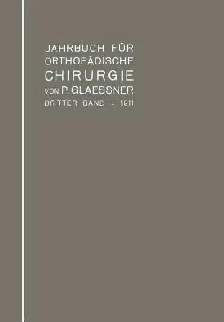 Cover of Jahrbuch Für Orthopädische Chirurgie