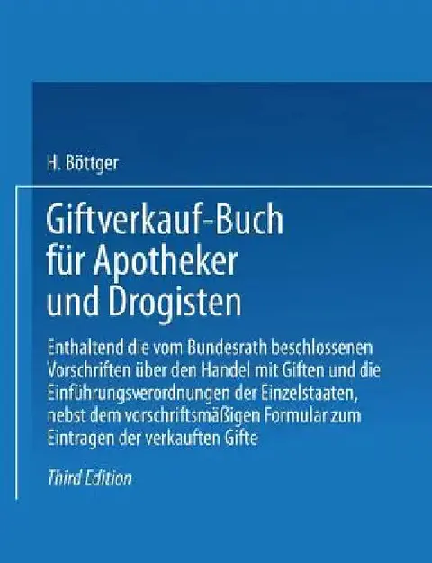 Cover of Giftverkauf-Buch Für Apotheker Und Drogisten
