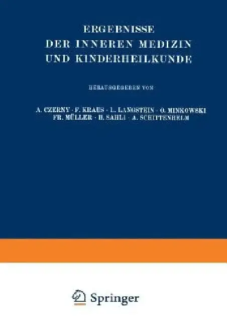 Cover of Ergebnisse Der Inneren Medizin Und Kinderheilkunde