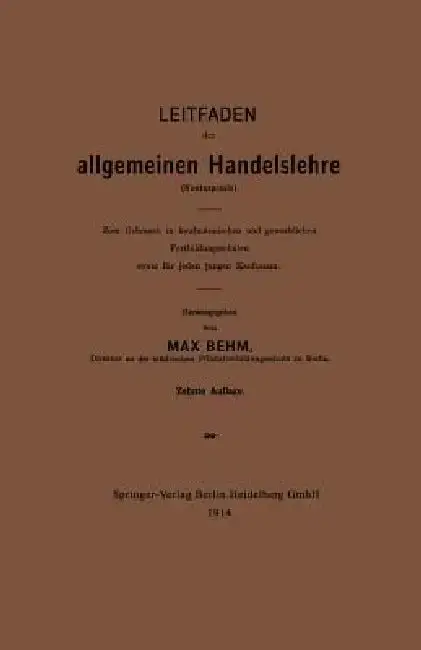 Cover of Leitfaden Der Allgemeinen Handelslehre (Kontorpraxis)