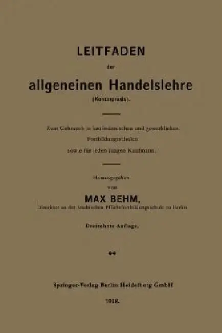 Cover of Leitfaden Der Allgemeinen Handelslehre (Kontorpraxis)