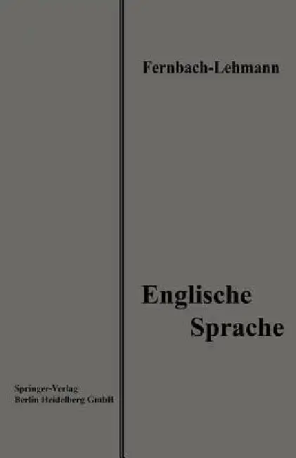 Cover of Lehrbuch Der Englischen Sprache