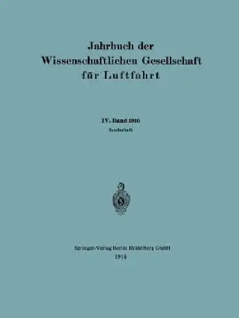 Cover of Jahrbuch Der Wissenschaftlichen Gesellschaft Für Luftfahrt