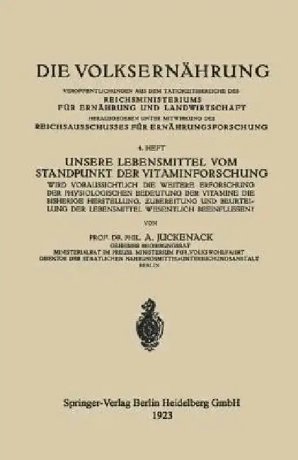Cover of Unsere Lebensmittel Vom Standpunkt Der Vitaminforschung