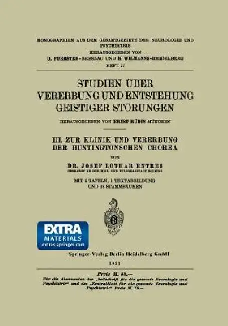 Cover of Studien Über Vererbung Und Entstehung Geistiger Störungen