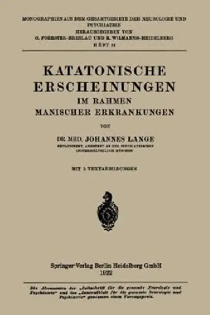 Cover of Katatonische Erscheinungen Im Rahmen Manischer Erkrankungen
