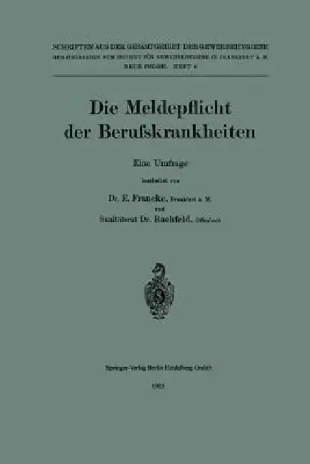 Cover of Die Meldepflicht Der Berufskrankheiten