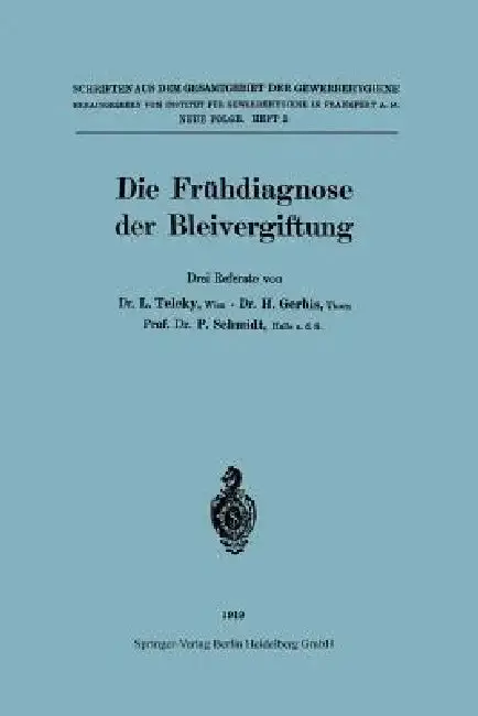 Cover of Die Frühdiagnose Der Bleivergiftung