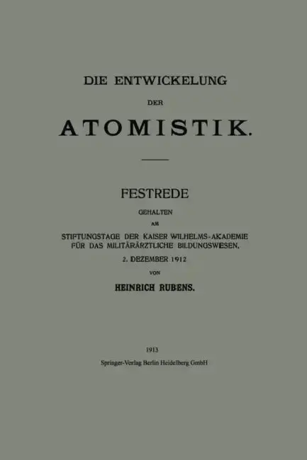 Cover of Die Entwickelung Der Atomistik
