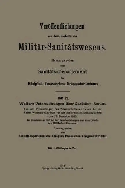 Cover of Weitere Untersuchungen Über Gasödem-Serum