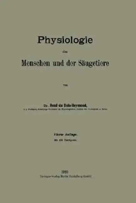 Cover of Physiologie Des Menschen Und Der Säugetiere