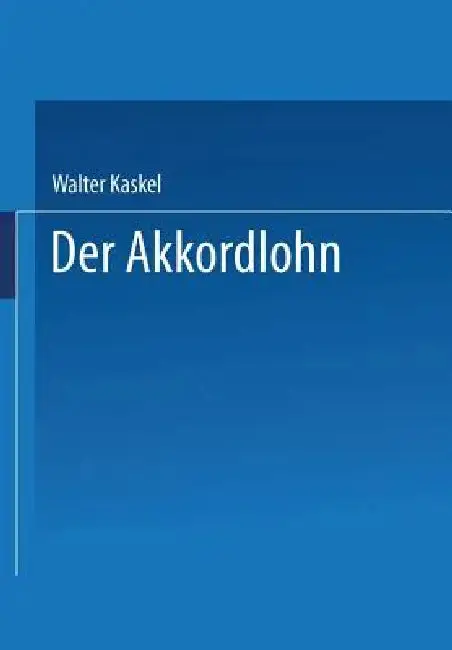 Cover of Der Akkordlohn