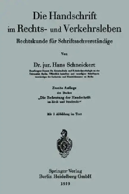 Cover of Die Handschrift Im Rechts- Und Verkehrsleben