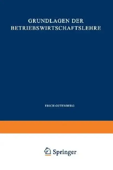 Cover of Grundlagen Der Betriebswirtschaftslehre