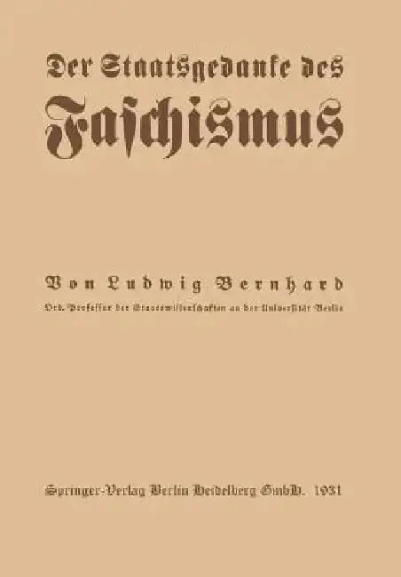 Cover of Der Staatsgedanke Des Faschismus