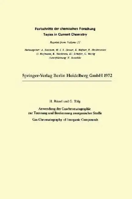 Cover of Anwendung Der Gaschromatographie Zur Trennung Und Bestimmung Anorganischer Stoffe