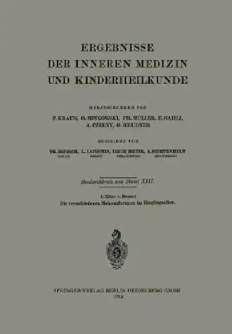Cover of Die Verschiedenen Melaenaformen Im Säuglingsalter