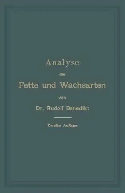 Cover of Analyse Der Fette Und Wachsarten