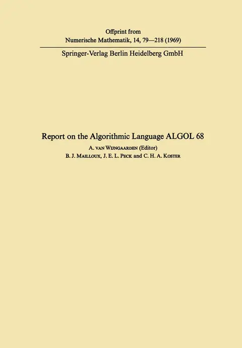 Cover of Report on the Algorithmic Language ALGOL 68