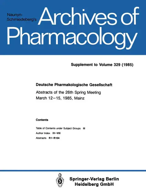 Cover of Deutsche Pharmakologische Gesellschaft