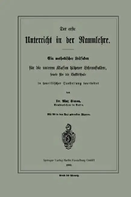 Cover of Der Erste Unterricht in Der Raumlehre