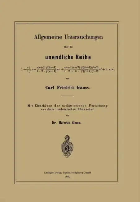 Cover of Allgemeine Untersuchungen Über Die Unendliche Reihe