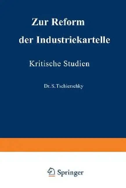 Cover of Zur Reform Der Industriekartelle