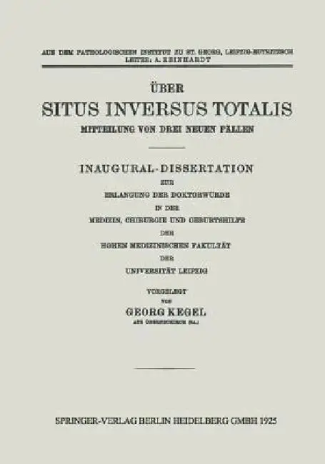 Cover of Über Situs Inversus Totalis