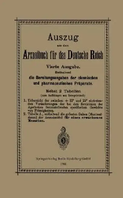 Cover of Auszug Aus Dem Arzneibuch Für Das Deutsche Reich