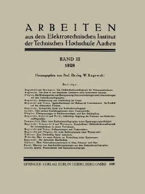 Cover of Arbeiten Aus Dem Elektrotechnischen Institut Der Technischen Hochschule Aachen