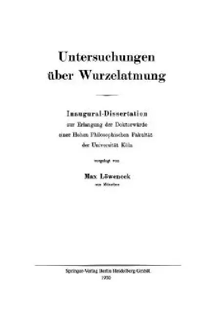 Cover of Untersuchungen Über Wurzelatmung