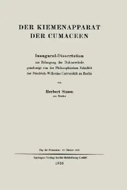 Cover of Der Kiemenapparat Der Cumaceen