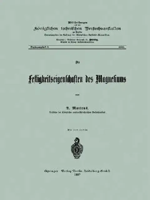 Cover of Die Festigkeitseigenschaften Des Magnesiums