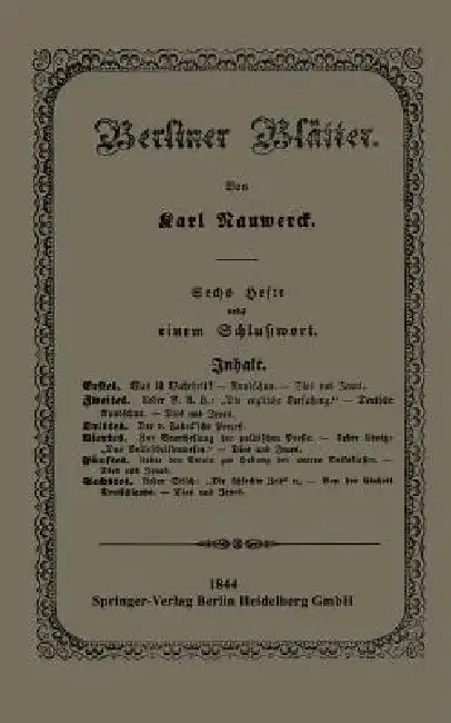 Cover of Berliner Blätter