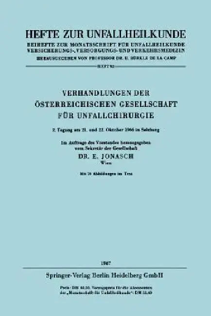 Cover of Verhandlungen Der Österreichischen Gesellschaft Für Unfallchirurgie