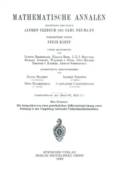 Cover of Die Integralkurven Einer Gewöhnlichen Differentialgleichung Erster Ordnung in Der Umgebung Rationaler Unbestimmtheitsstellen