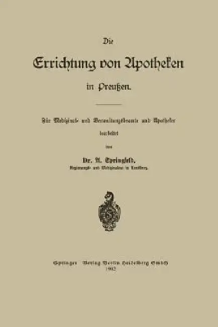 Cover of Die Errichtung Von Apotheken in Preußen