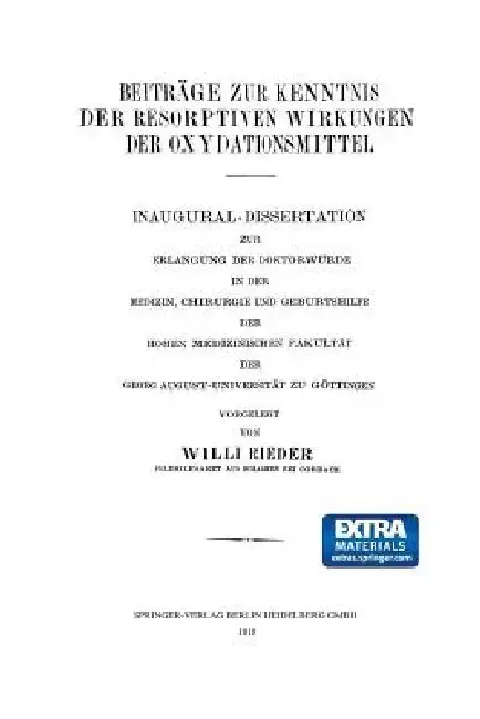 Cover of Beiträge Zur Kenntnis Der Resorptiven Wirkungen Der Oxydationsmittel