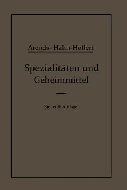 Cover of Spezialitäten Und Geheimmittel