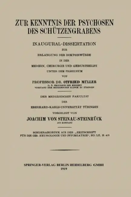 Cover of Zur Kenntnis Der Psychosen Des Schützengrabens