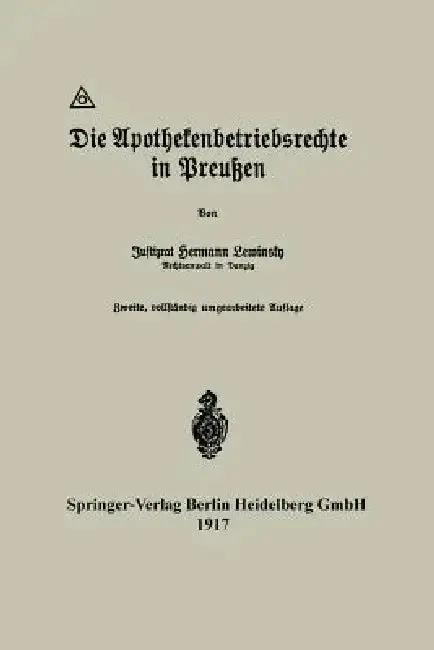 Cover of Die Apothekenbetriebsrechte in Preußen