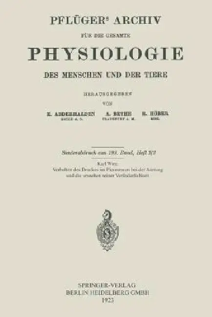 Cover of Das Verhalten Des Druckes Im Pleuraraum Bei Der Atmung Und Die Ursachen Seiner Veränderlichkeit