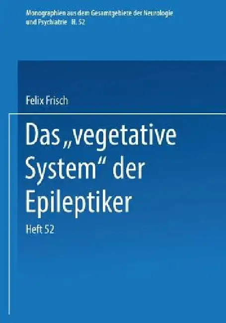 Cover of Das "Vegetative System" Der Epileptiker