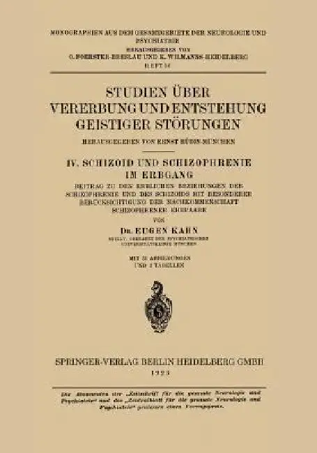 Cover of Studien Über Vererbung Und Entstehung Geistiger Störungen