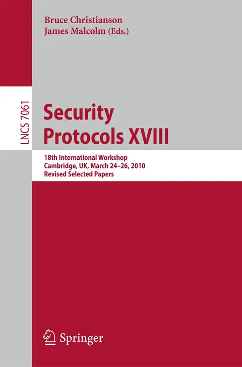 Cover of Security Protocols XVIII